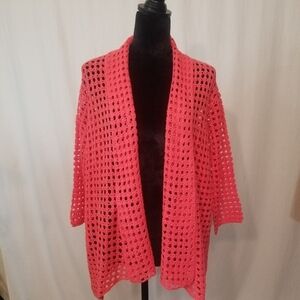Jessica London crocheted Cardigan in Coral